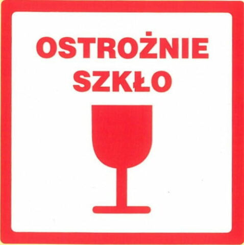 Etykiety 100mm/100m OSTROŻNIE SZKŁO 100szt.