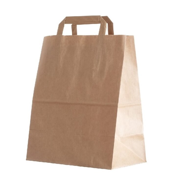 Torba papierowa brązowa 32x16x42cm z uchwytem płaskim